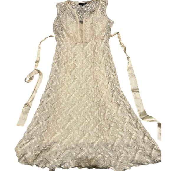 Nanette Lepore Dress 8 Slip Lining w/Lace Ivory Sleeveless USA Bridal Cocktail - Picture 1 of 6